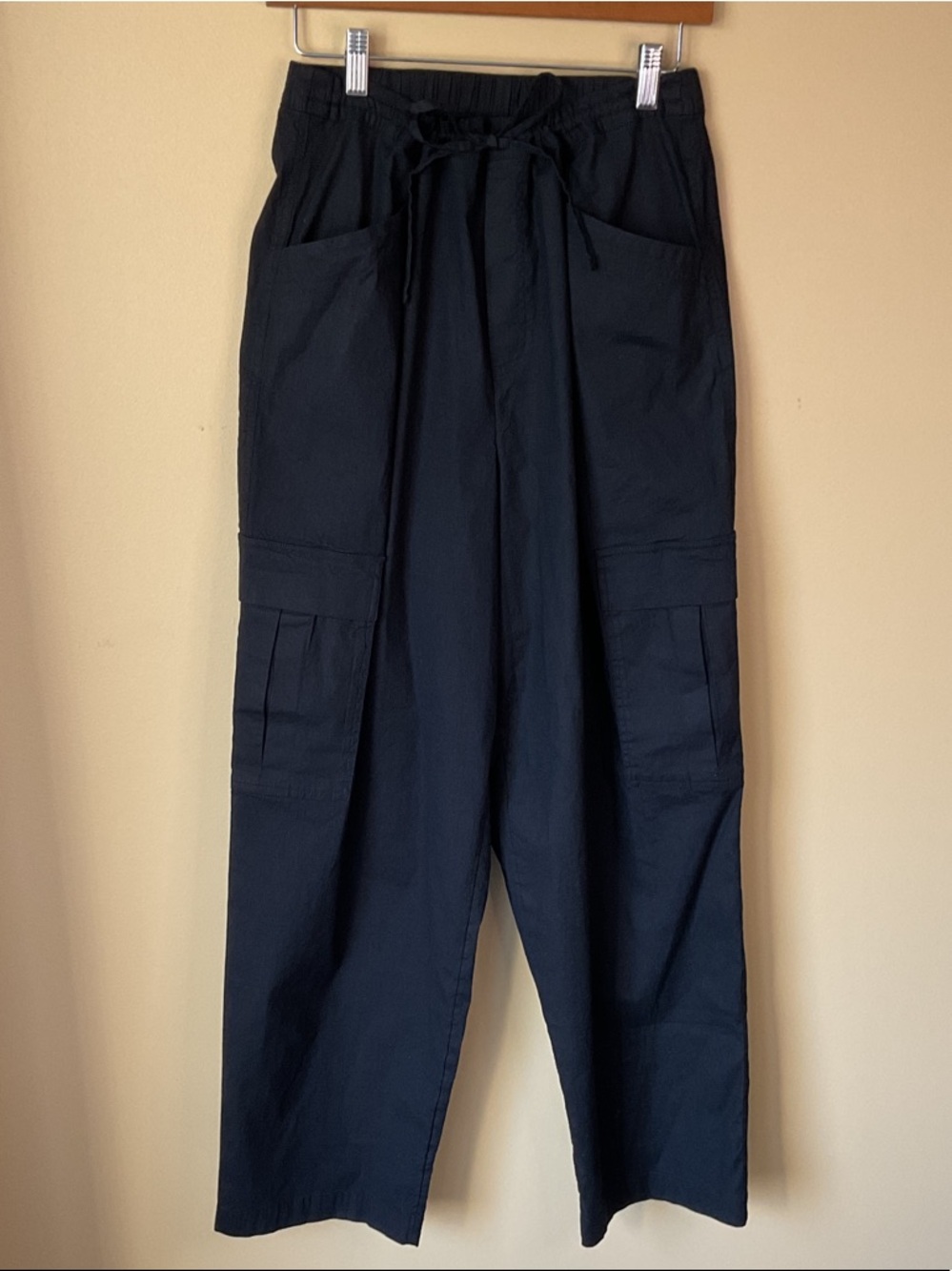 Athleta Women’s Linen/ Rayon Cargo Drawstring Trousers Wide leg Size M